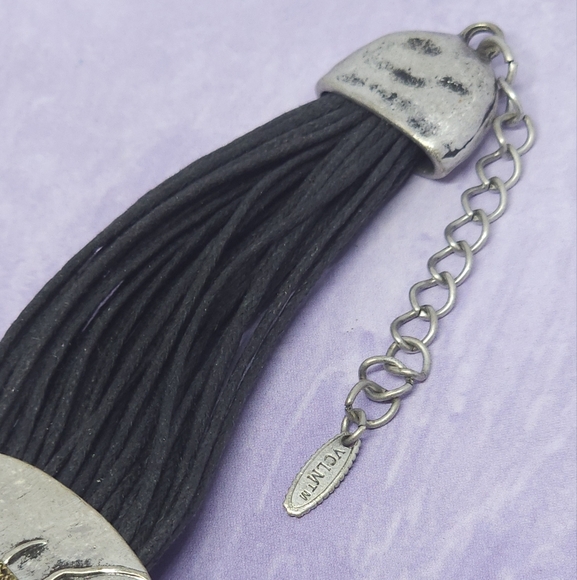 VCLM Black & Silver Tone Textured Chunky Bracelet - Picture 4 of 7